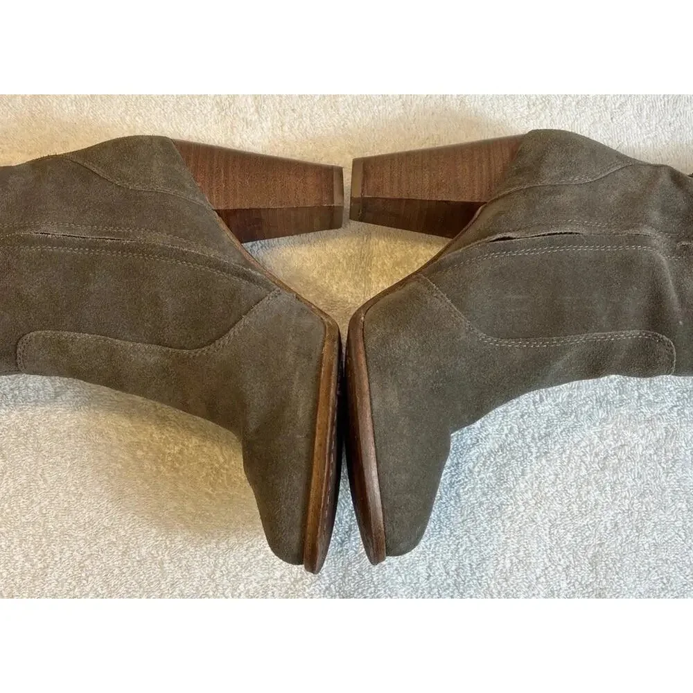 Joie Women’s Suede Leather Tan/Beige Knee-High Heeled Boots, Size 38- US7-7.5